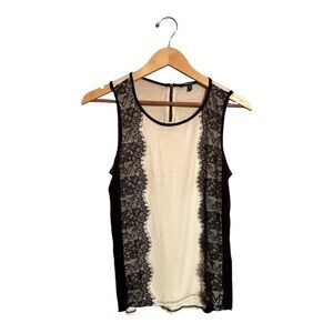 Hearts White and Black Lace Tank Top Women’s Size Medium